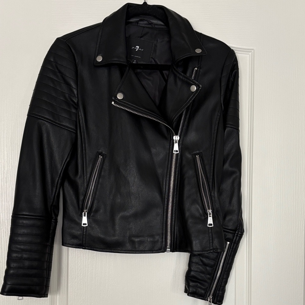 7 For All Mankind Black Moto Jacket